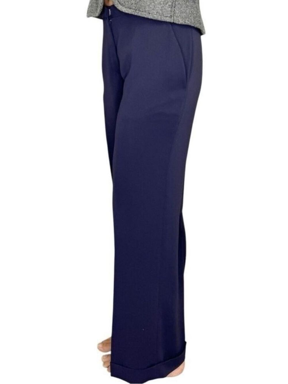 Vintage Rodier Paris made in France deep purple blue wide leg trousers EU 38